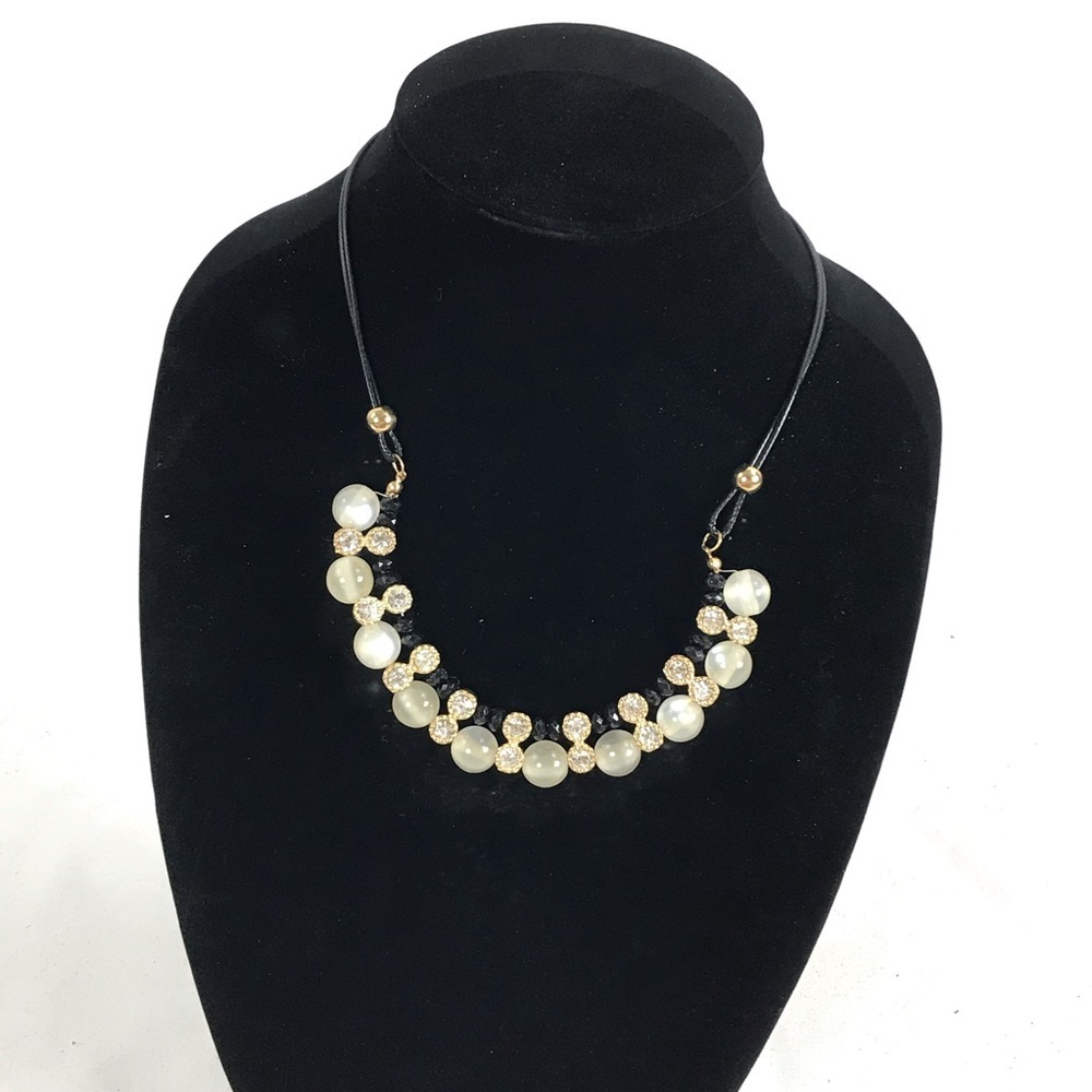Marbled Resin and Rhinestone Necklace